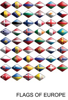 Flags Of Europe, Countries, Nations, Colours Royalty Free Stock Image