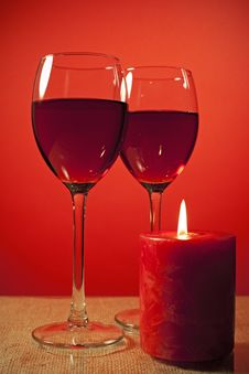 Glass Of Wine And A Candle Royalty Free Stock Image Glass Of Wine And A Candle Royalty Free Stock Image