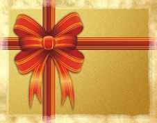 Christmas Gift With Red Ribbon Stock Photos