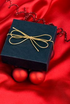Gift And Christmas Balls. Royalty Free Stock Photos