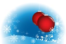 Blue Winter With Red Balls Royalty Free Stock Photography Blue Winter With Red Balls Royalty Free Stock Photography