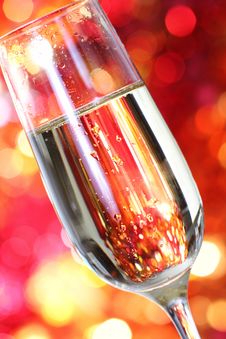 Champagne In Glass At The Christmas Background Stock Photos Champagne In Glass At The Christmas Background Stock Photos