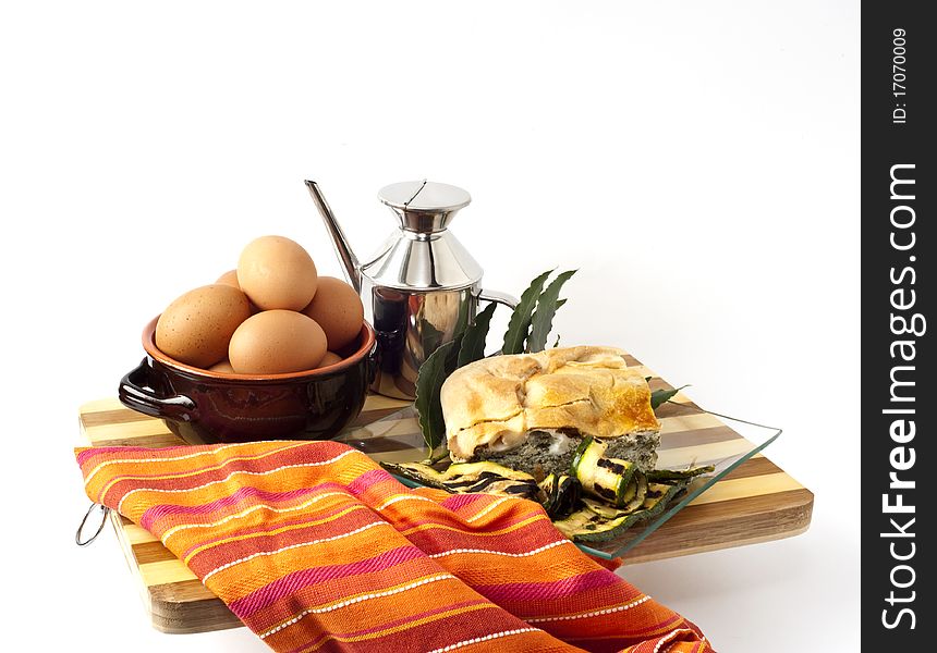 Traditional Italian Easter pie with vegetables and eggs. Traditional Italian Easter pie with vegetables and eggs