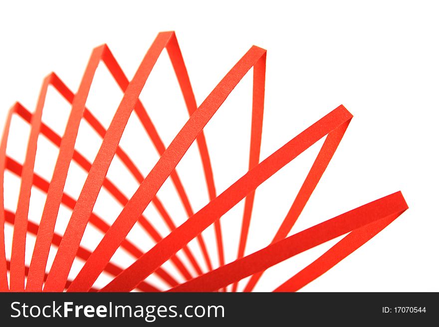 Abstract background with red paper and cutout strips and folds. Abstract background with red paper and cutout strips and folds