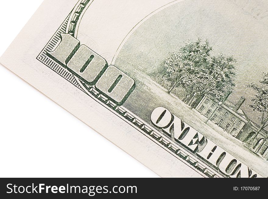 American Hundred dollar banknote isolated over white