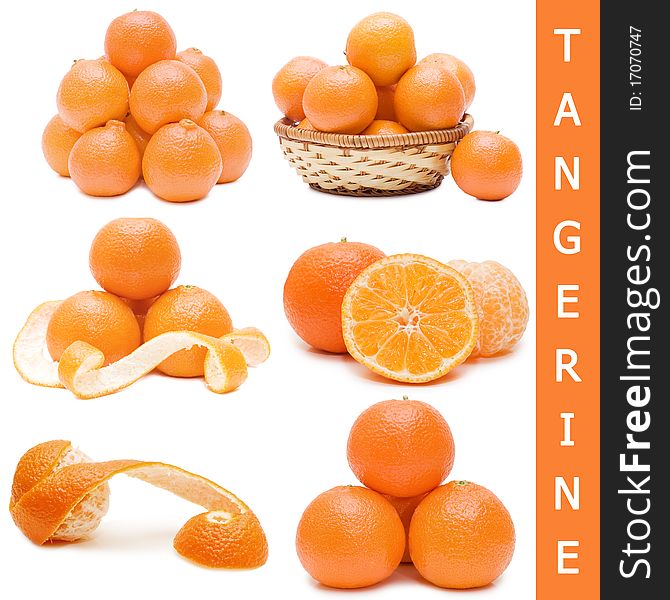 Fresh tangerines isolated on white background