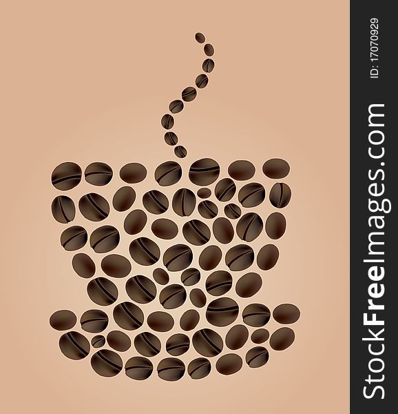 Coffee cup made of coffee grains. A illustration. Coffee cup made of coffee grains. A illustration