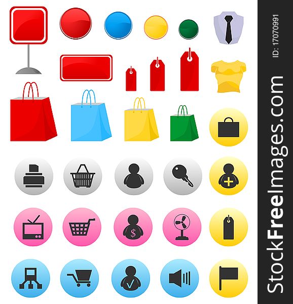 Icons on a theme shop and sales. A illustration. Icons on a theme shop and sales. A illustration