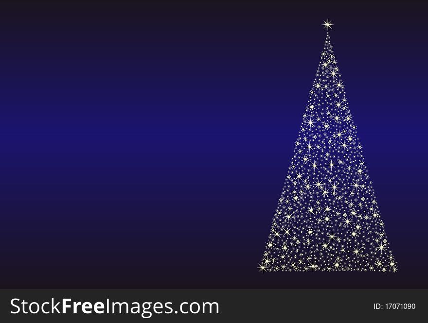 A Christmas tree made of the light and blue scenery. A Christmas tree made of the light and blue scenery
