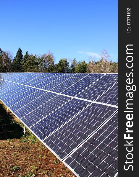 Detail of the Solar Power Station in the green Nature