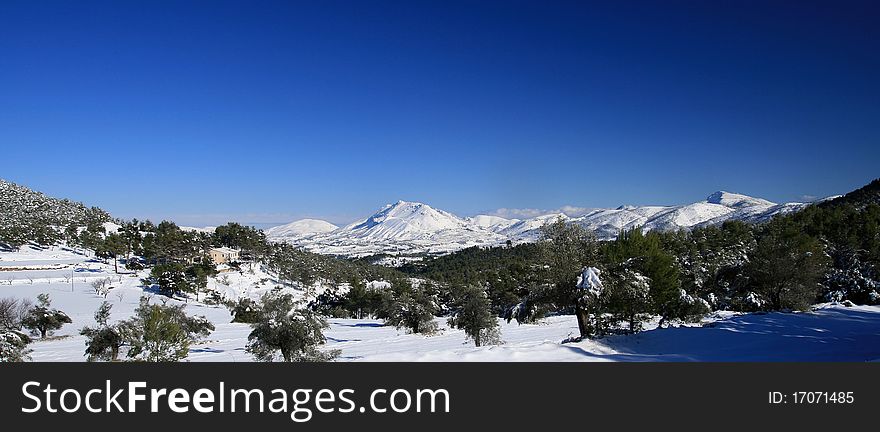 View of the north of Alicante snowed. View of the north of Alicante snowed.