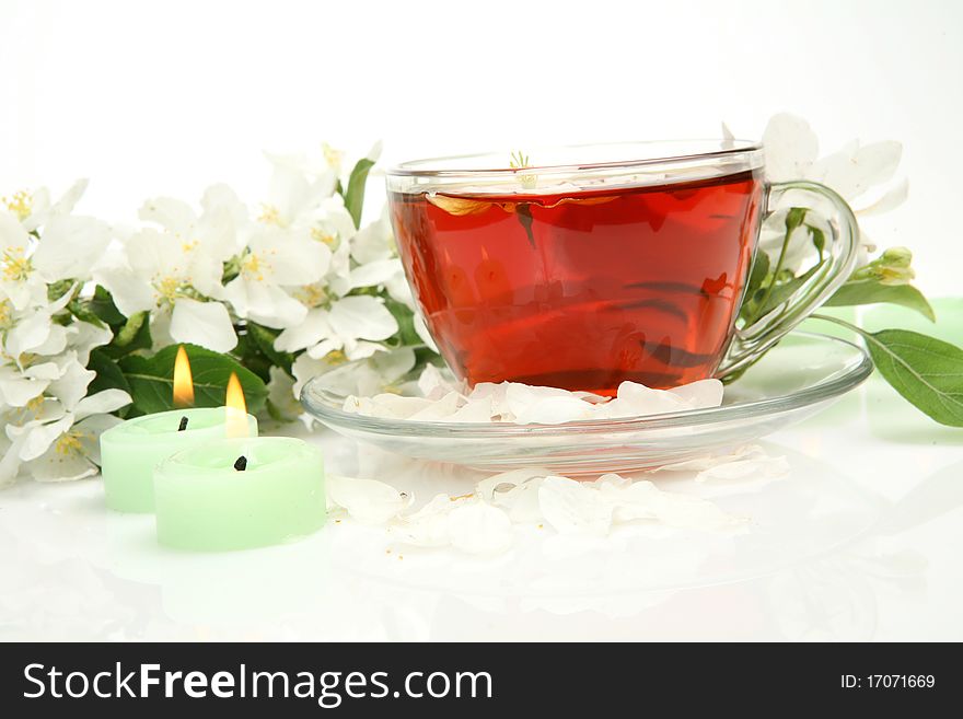Mug with tea on a white background. Mug with tea on a white background
