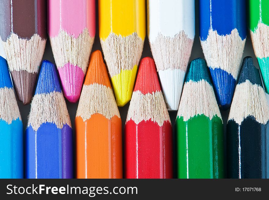 Color wood pencils close up