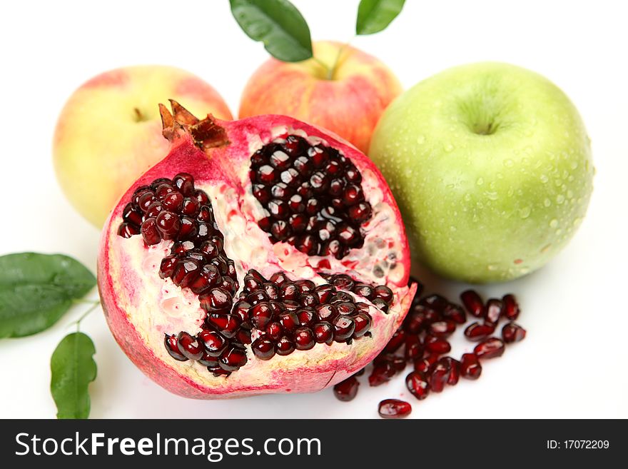Fresh fruit on a white background