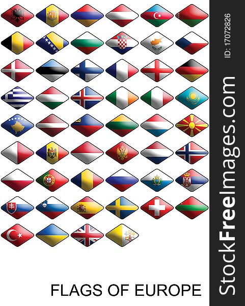 Set of flags about european countries. The flags looks like web buttons and are ready for making easly web pages and mutch other. Set of flags about european countries. The flags looks like web buttons and are ready for making easly web pages and mutch other.