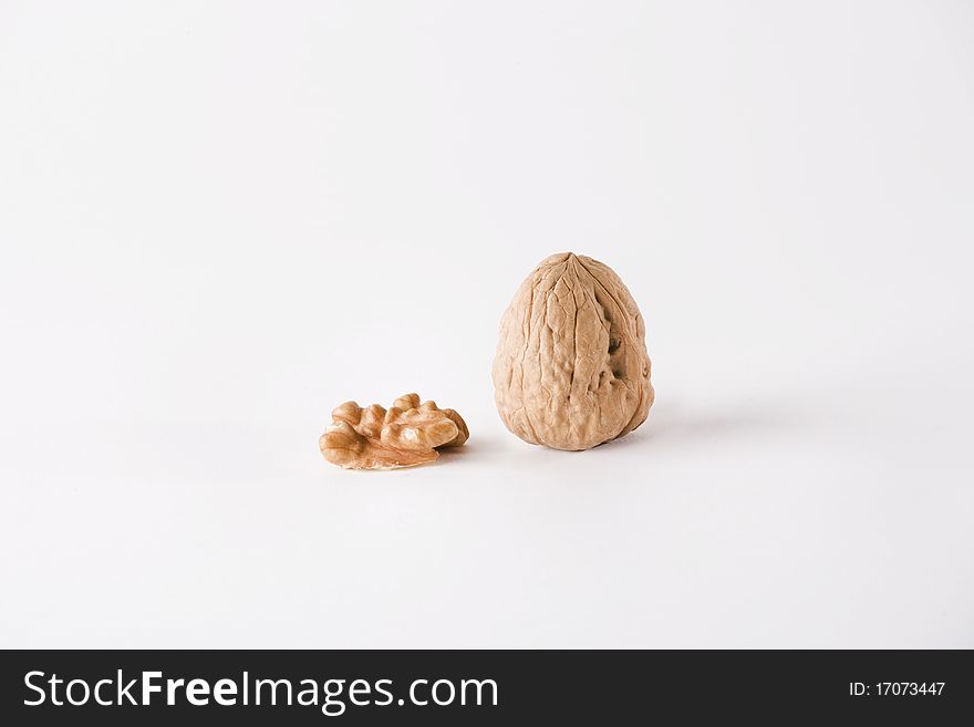Wallnuts isolated on a white background, horizontal version