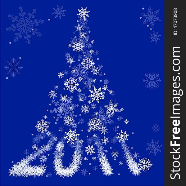 Christmas background of a snowflake falling form 2011