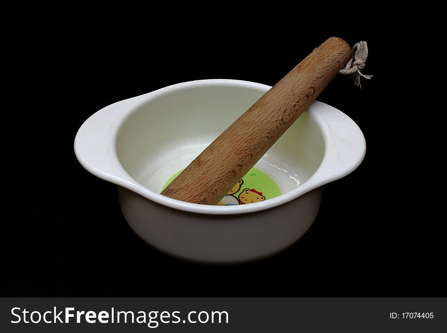 Baby food equipment, isolated in the black background