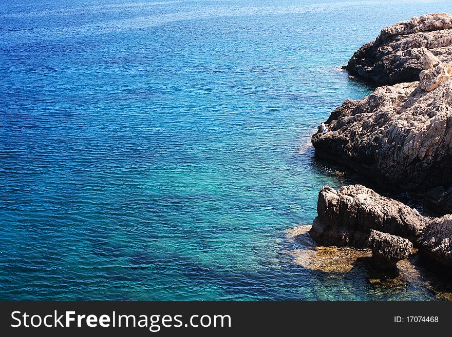 Sea cliffs (Cyprus, the Mediterranean Sea)