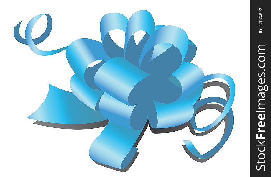 Blue bow for packing of gifts. Vector illustration.