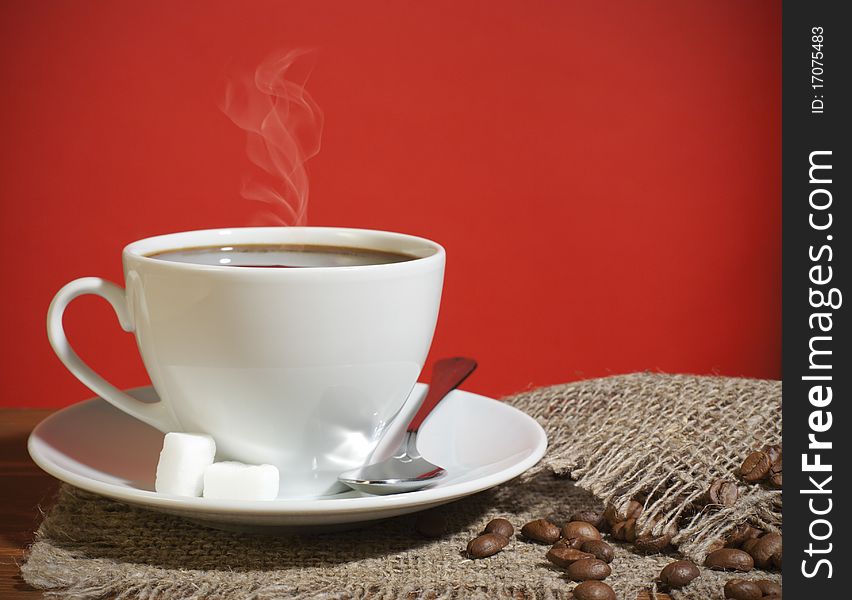 Close-up of a wonderful cup of hot coffee