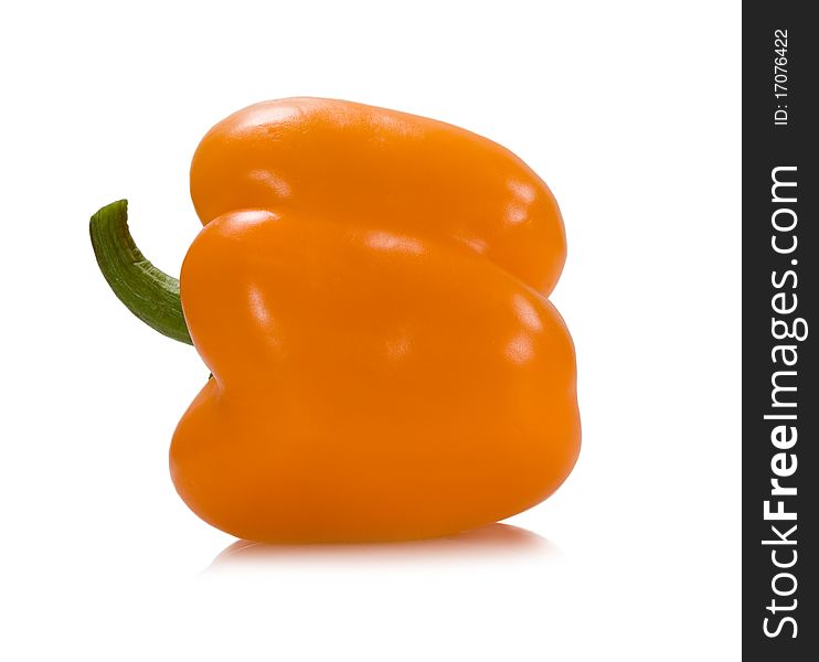Orange pepper on the white background