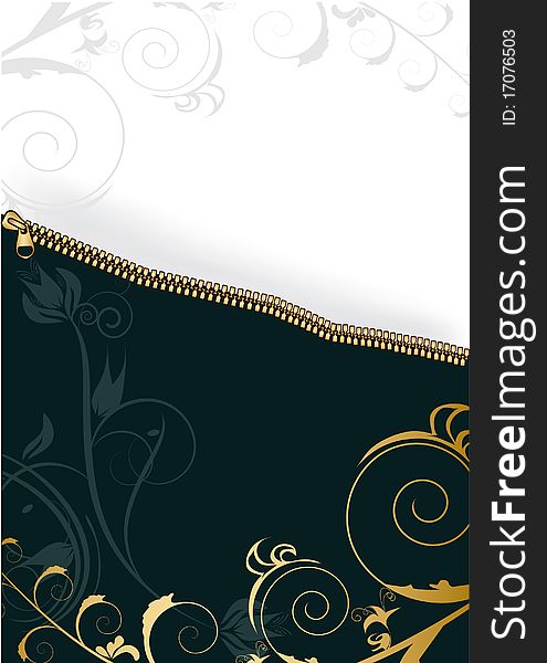 Background with zipper and flowers design. Background with zipper and flowers design