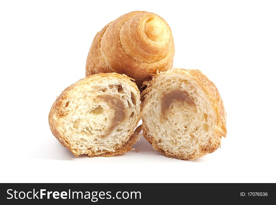 Croissants on a white background