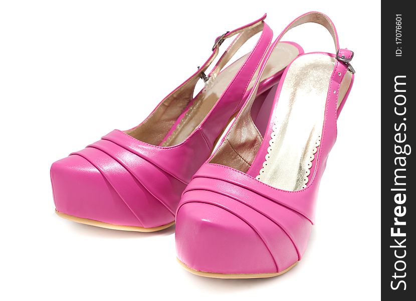 Pink high heel shoes isolated