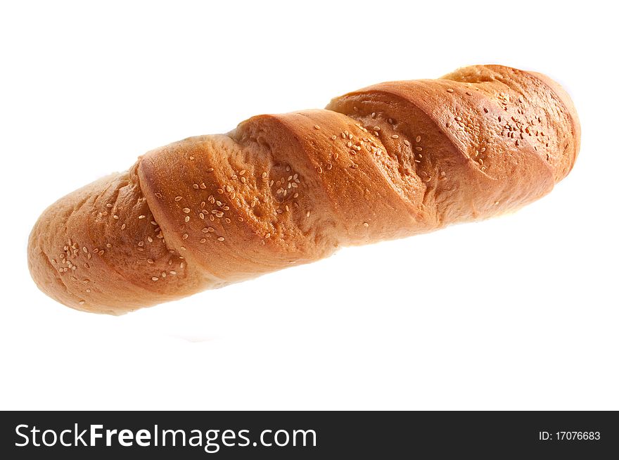 French bread on a white background