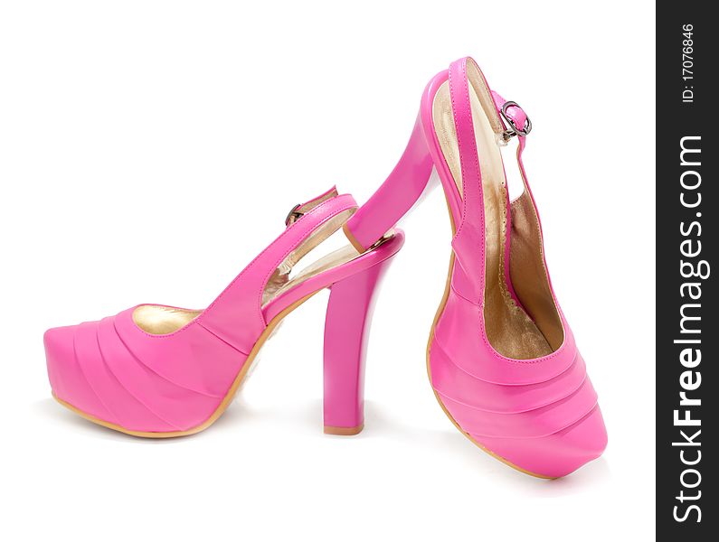 Pink high heel shoes isolated