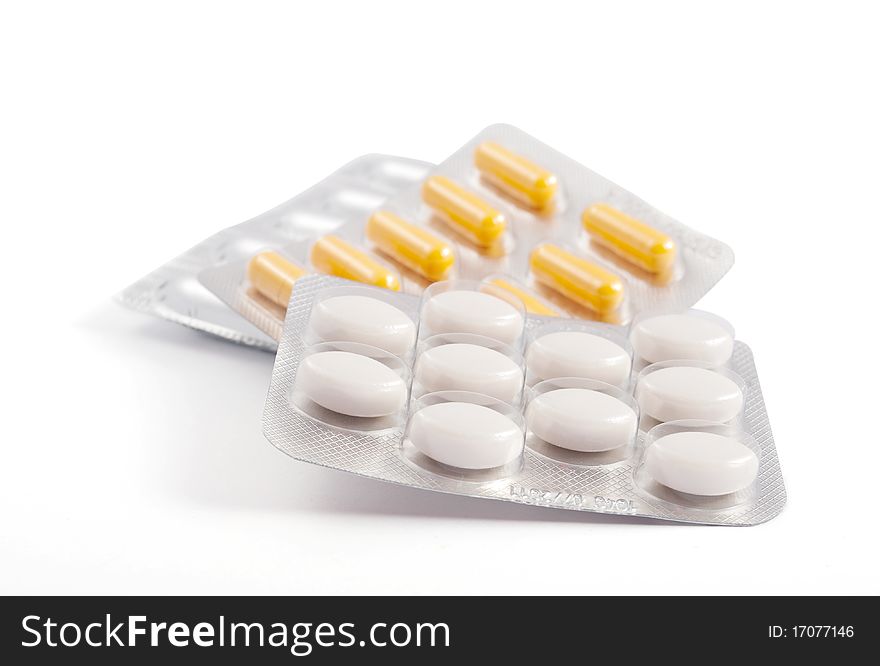 Pills on a white background