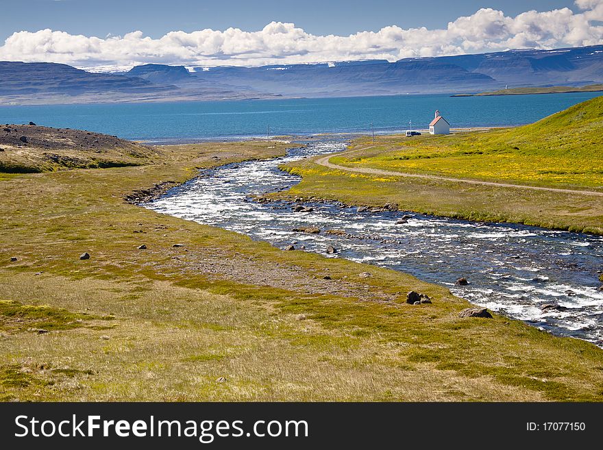 Summer day in Iceland. Beauty view - Unadsdalur. Summer day in Iceland. Beauty view - Unadsdalur