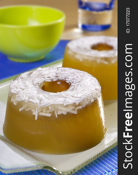 Jelly made with natural coconut juice. Jelly made with natural coconut juice