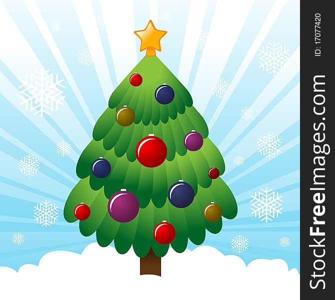 Decorated Christmas tree  illustration