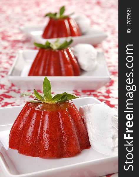 Tasty natural fruit jelly with strawberries. Tasty natural fruit jelly with strawberries