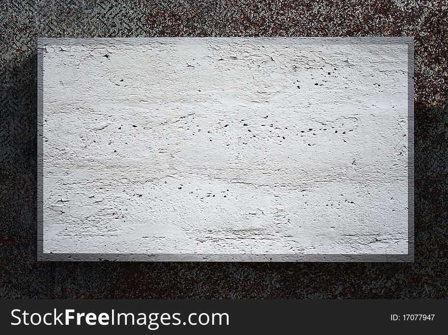 Concrete plate on metallic background texture
