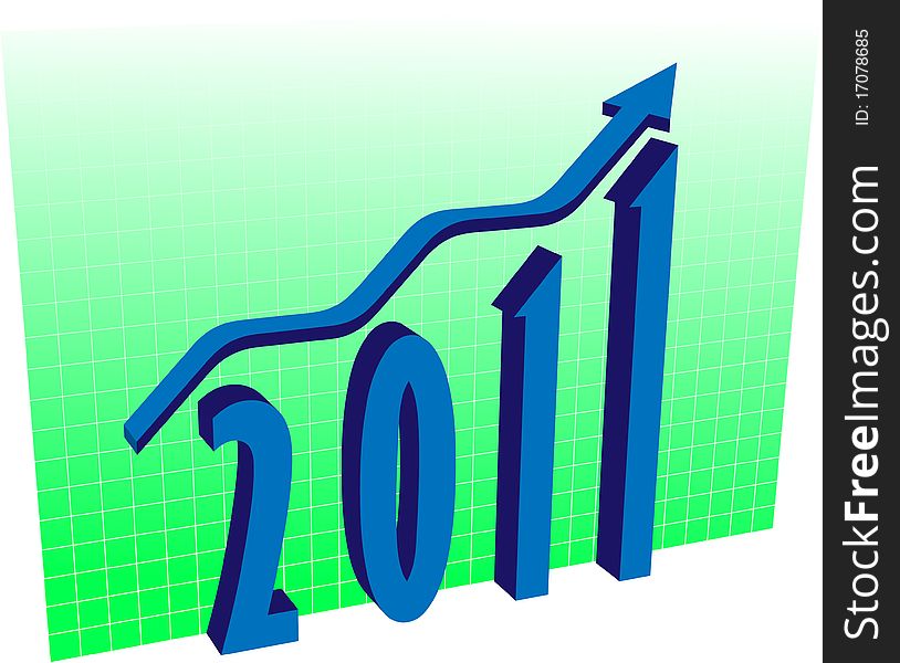 Financial graph for 2011 on green gradient background