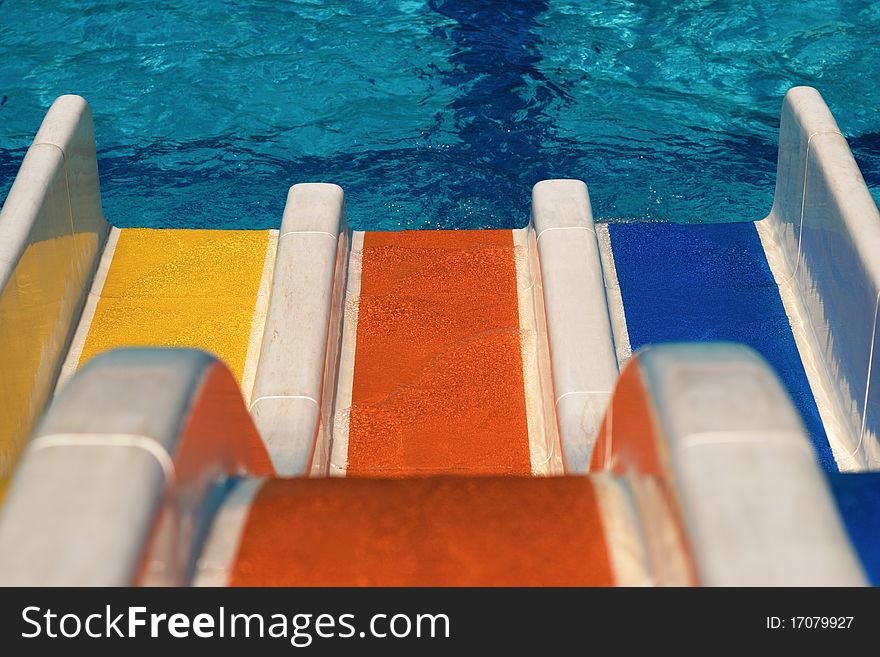 Water slides near hotel pool