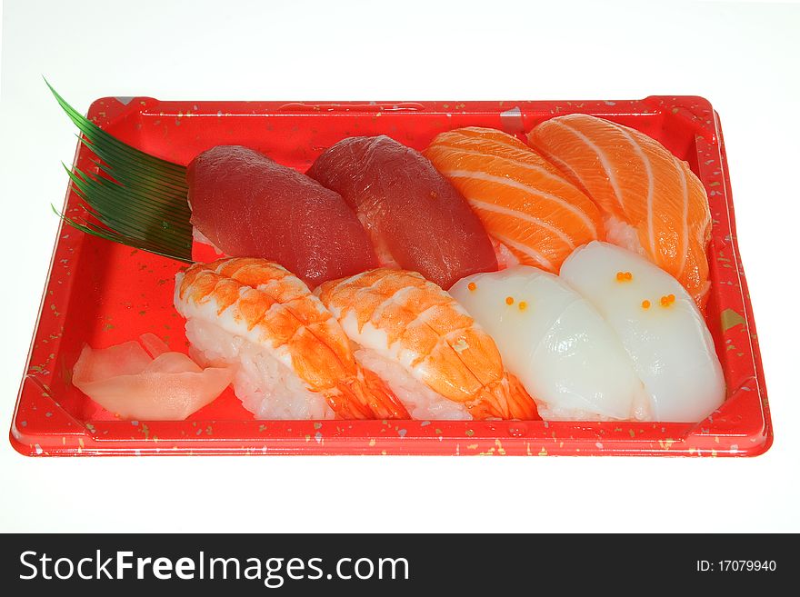 Assortment of Japanese Sushi Serving On A Plate