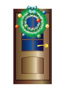 Christmas Wreath On The Door. Royalty Free Stock Image Christmas Wreath On The Door. Royalty Free Stock Image
