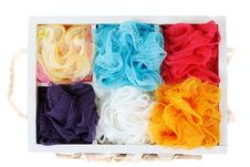 Wooden Box And Colour Sponges Royalty Free Stock Photos Wooden Box And Colour Sponges Royalty Free Stock Photos
