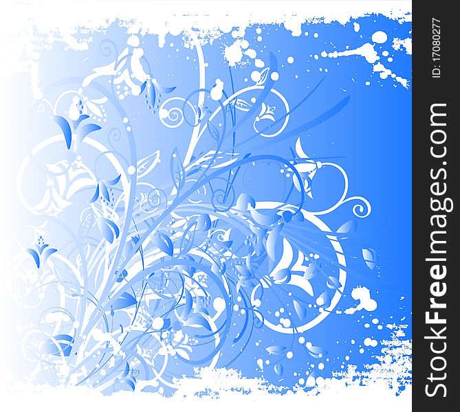 Vector white-blue Abstract floral background