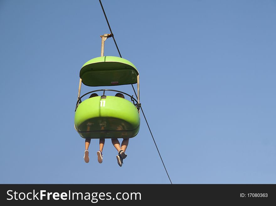 Cable Chairlift on a clear blue sky
