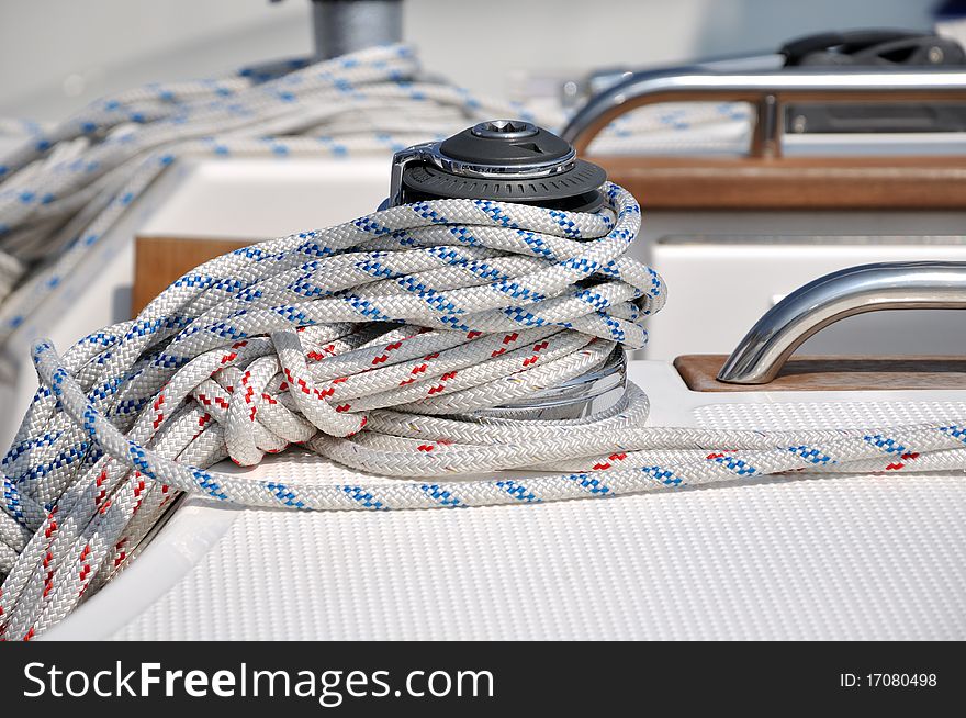 Rope Wrapping On Yacht Bollard