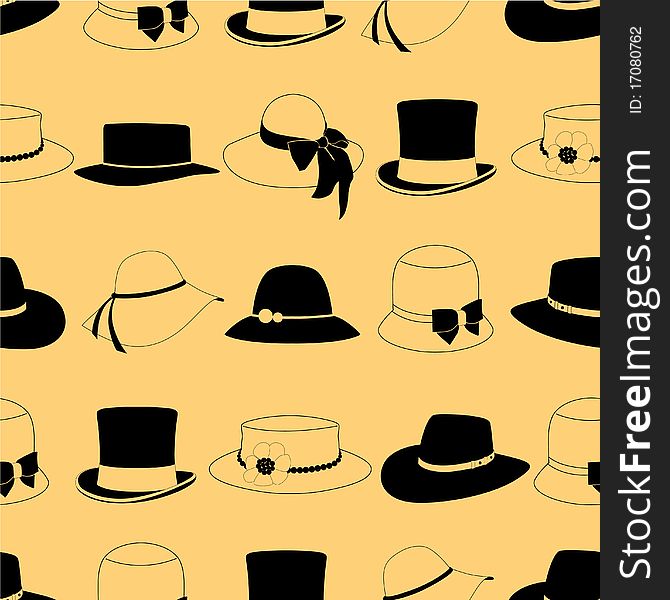 Vector illustration of Seamless pattern with hats