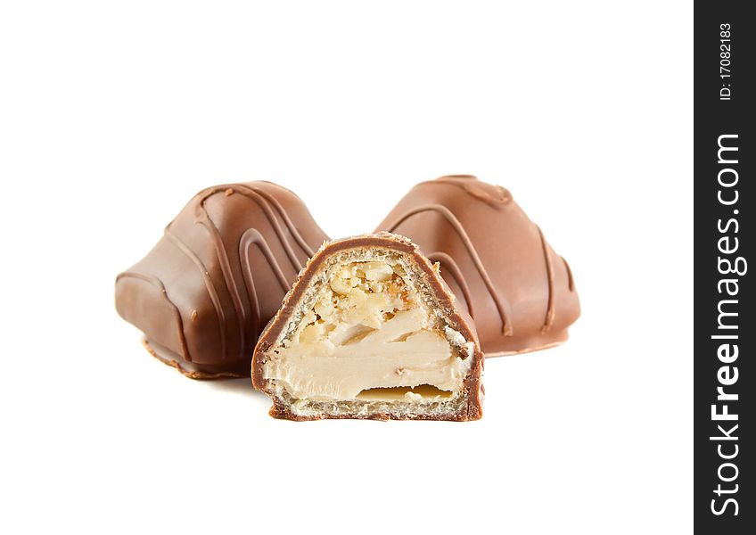 Chocolate Candy With Milk Cream And Nuts