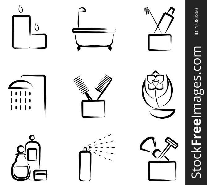 vector set of bathroom icons vector