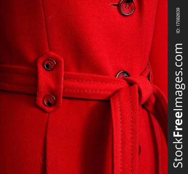 Red autumn female wool coat