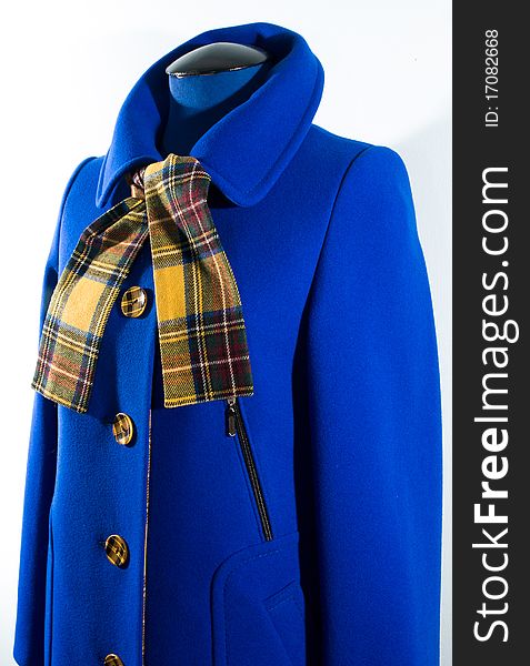 Blue autumn female wool coat